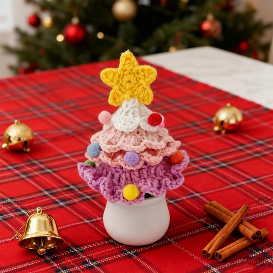 Yousheng Christmas Yarn Ornament Bright Color Xmas Tree Star Shape Knitted Tree Decoration Home Party Holiday Accent
