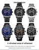 BINBOND Men's Waterproof Quartz Sports Watch with Steel Strap and Dual Eye Multifunction.