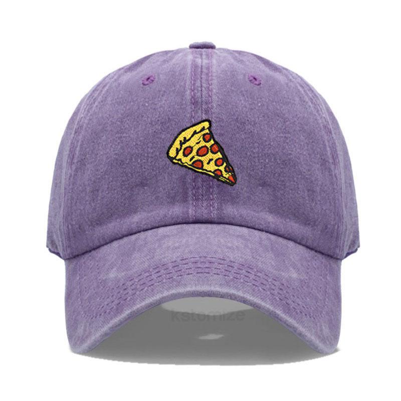 Pizza Embroidered Baseball Caps for Men Women Retro Soft Washed Cotton Dad Hat Snapback Cap Wholesale Dropshipping