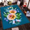 Floral Pattern Carpet with Bright Flowers on Blue Background Suitable for use as an anti-slip for living room bedroom sofas