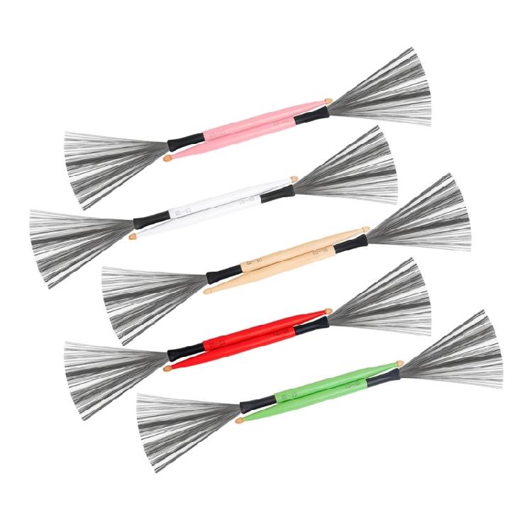 1Pair Double Head Drum Brush Carbon Steel Wire Brush Percussions Drum Stick