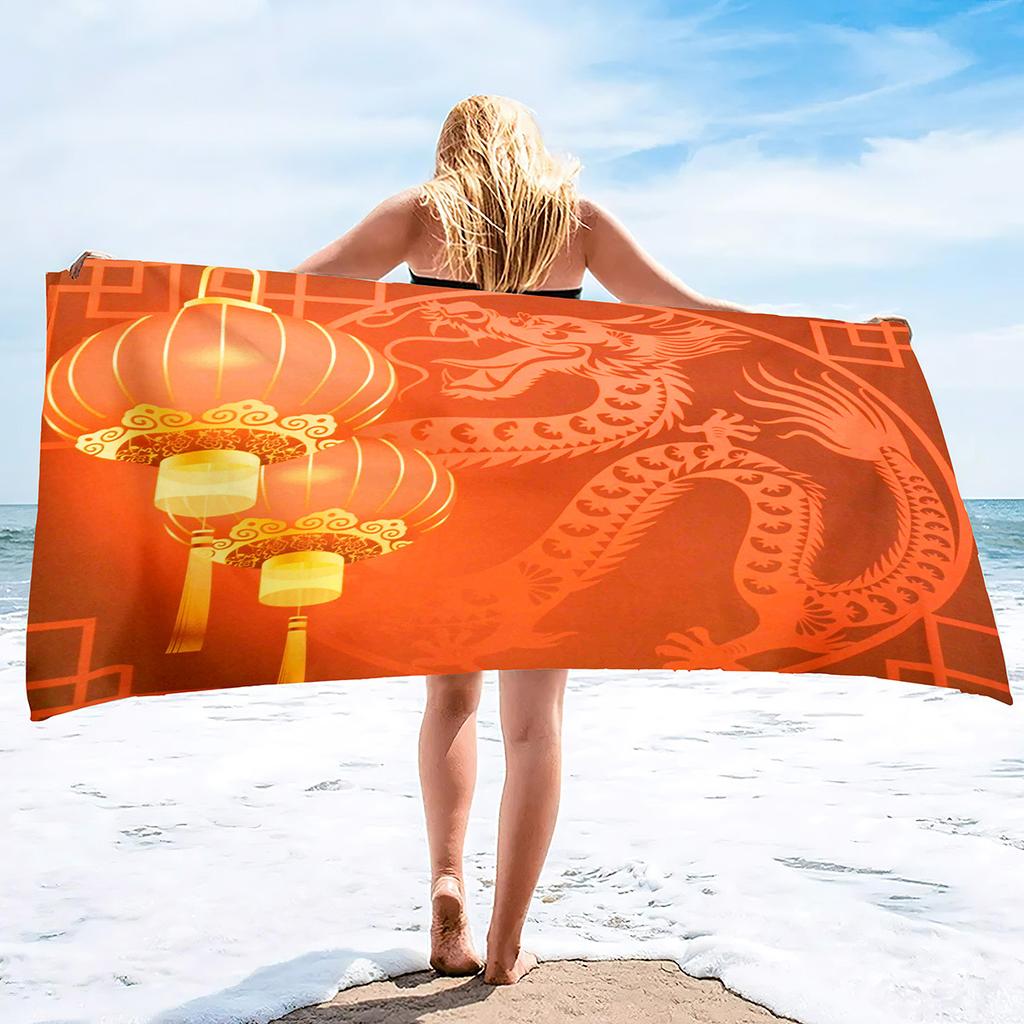 Chinese Style Series Seaside Vacation Beach Towel Swimming Bath Towel Microfiber Towel