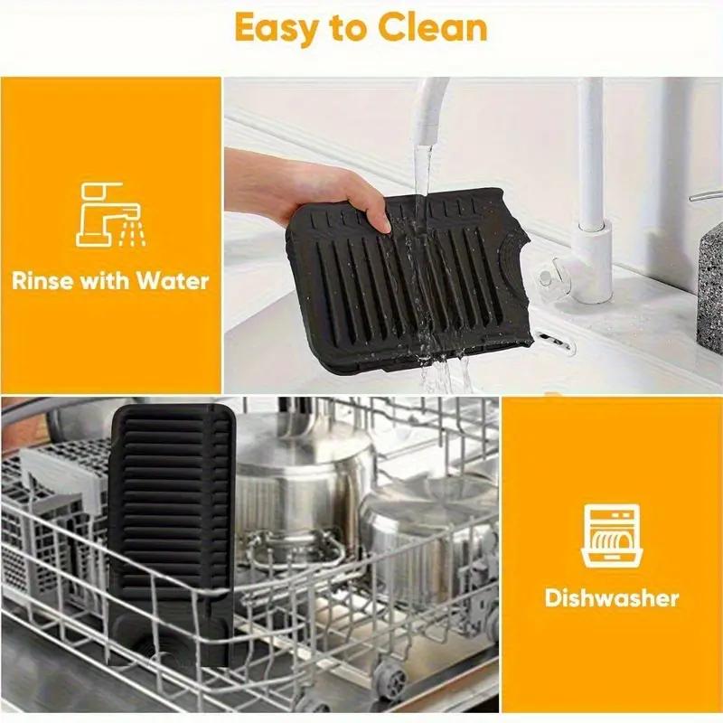 Faltbarer Silikon-Spritzschutz für Küchenspüle, mit 7° geneigtem Design| Schnell abtropfende Armaturen-Rückmatte