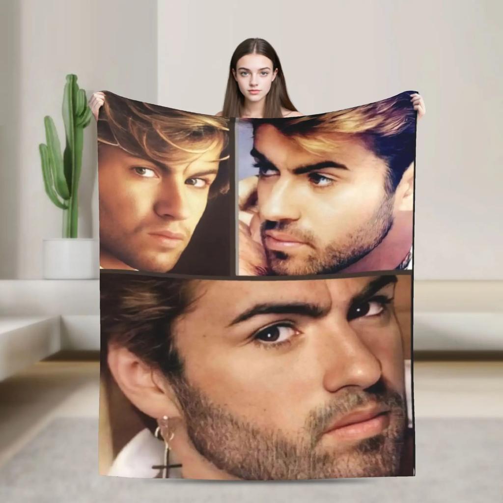 George Michael Decke Qualität Warm Weich Überwurfdecke für den Winter Heimdekoration Tagesdecke für Studenten Lustiges Design Gemütlicher Komfort