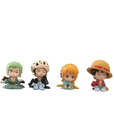 Set of 4 Pieces One Piece Zoro Law Luffy 4cm Figures