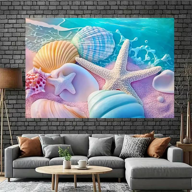2D Printed Pastel Seashell Beach Studio Backdrop for Photography