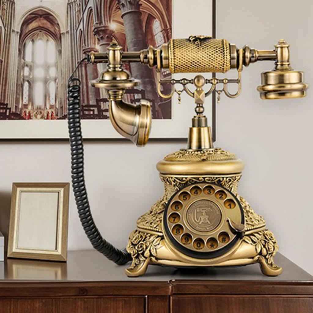 Vintage Telephone Classic Corded Bronze Old School for Bar Decor
