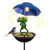 Solar Bird Feeder Frog Garden Decor Drain Holes Design Weather-Resistant