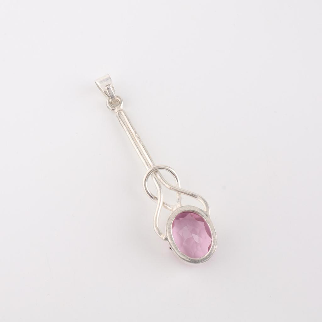 Morganite Gemstone 925 Sterling Silver Jewelry Handmade Pendant 1.79" For Women PP-60-16