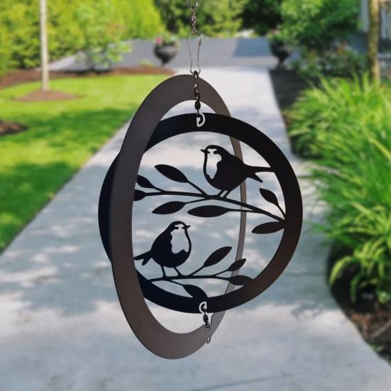 3D Bird Wind Spinner Outdoor Metal Wind Sculpture Kinetic Bird Art Hanging Ornament for Garden Yard Patio Balcony Home Decor
