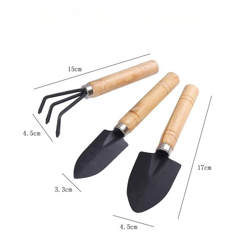 Gardening 3 Pcs Set Shovel Garden Iron Rake Indoor Flower Potted Loose Soil Grow Flowers Vegetable Planting Tools
