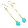 Aqua Chalcedony Gemstone Handmade 925 Sterling Silver Jewelry Earring 2.96" GK-3574