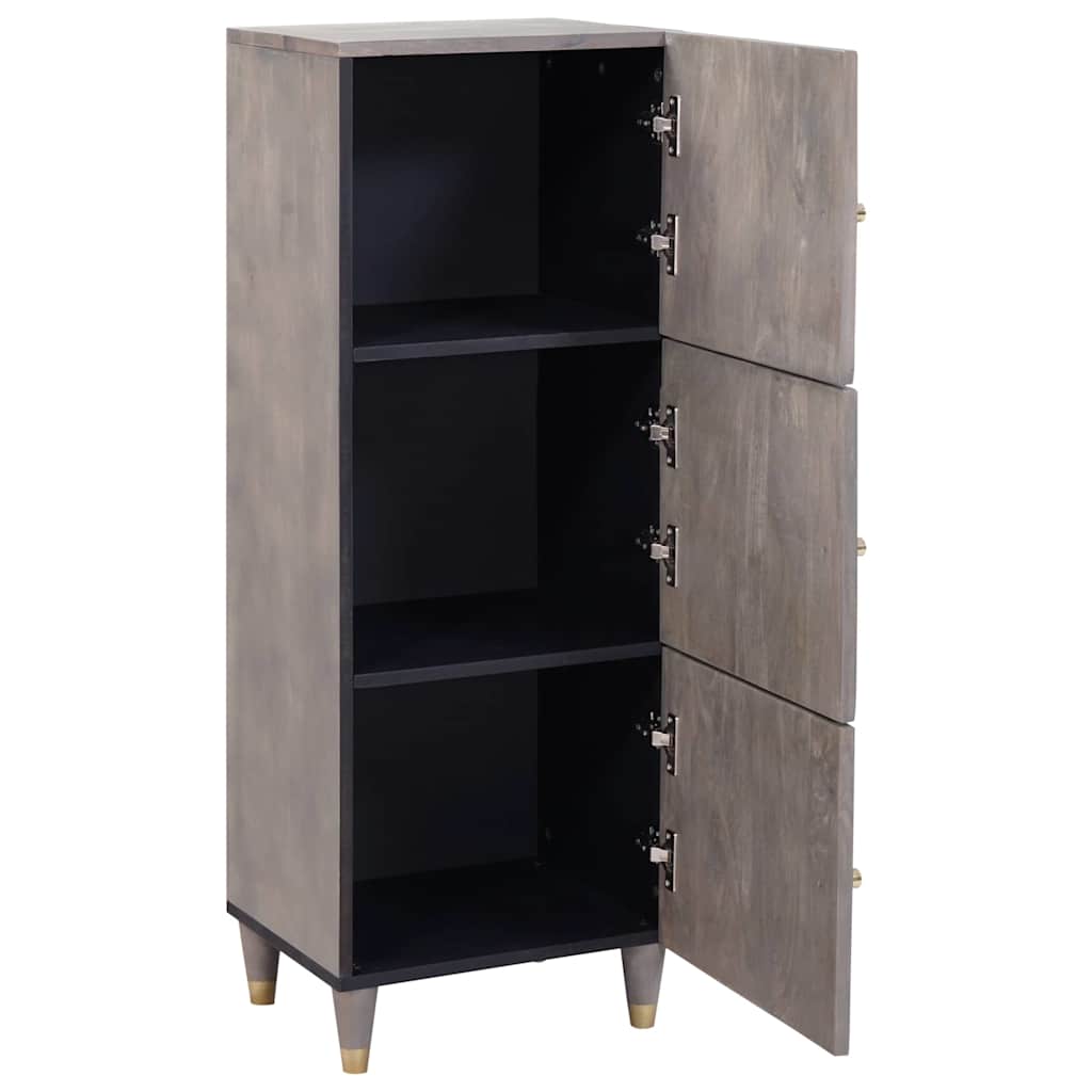 Highboard Gray and Gold 40 x 33 x 110 cm Solid Mango Wood