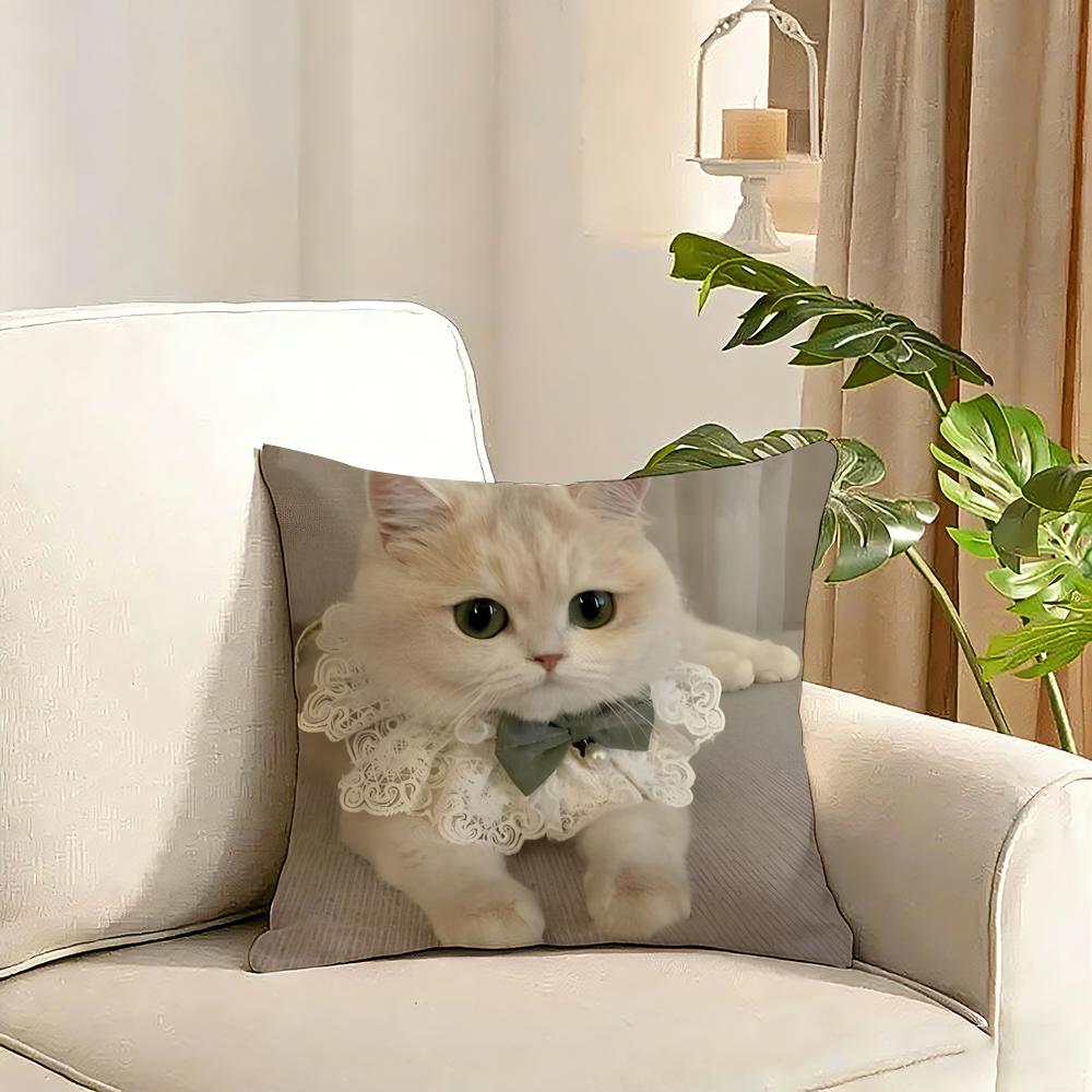 Cute Pet Animal Cushion Cover Reversible Plush Pillow Cover Soft Fluffy Home Decor for Sofa Bedroom