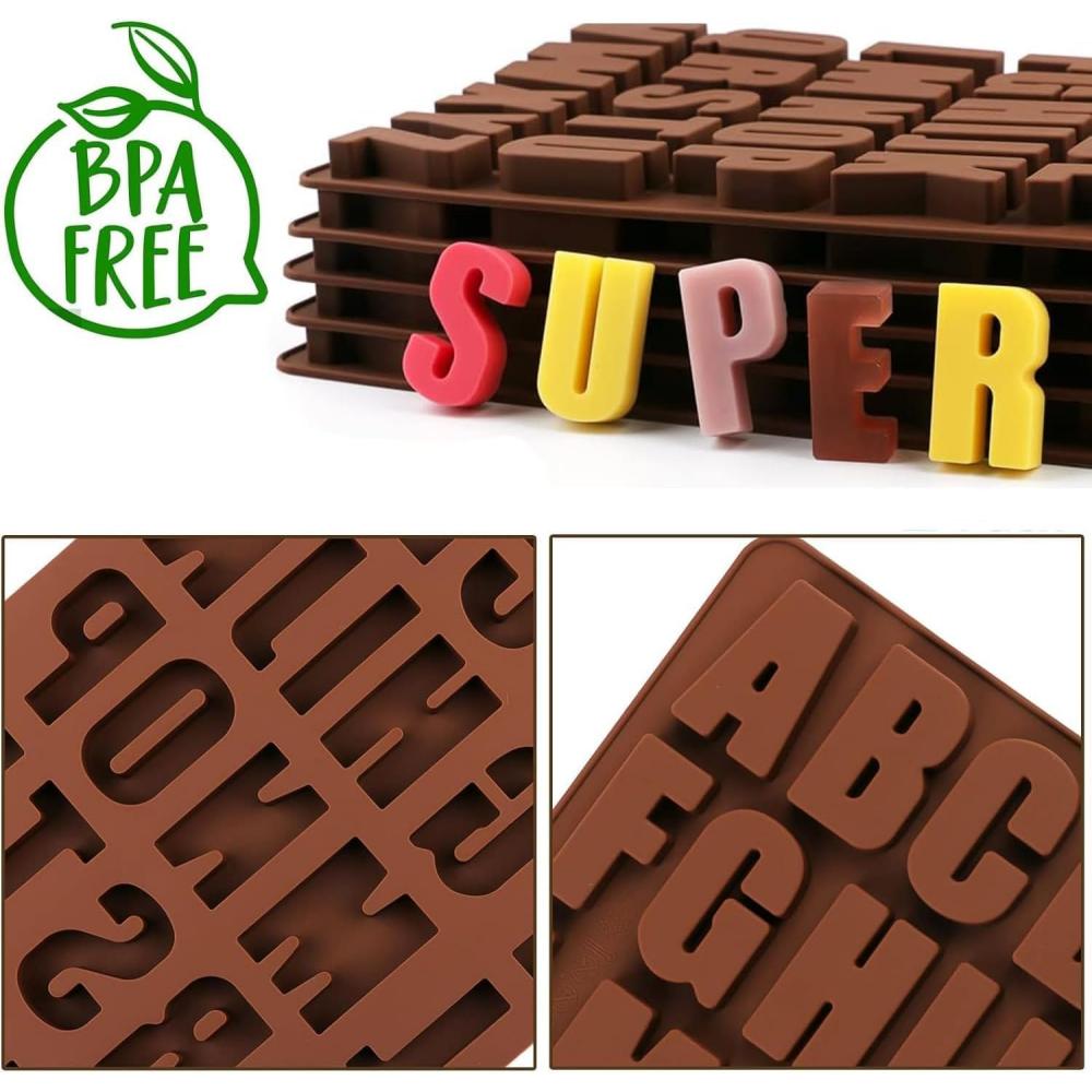 Chocolate letter silicone handicraft molds, reusable crayon wax molds, cake decoration silicone letter molds, candies, chocolate