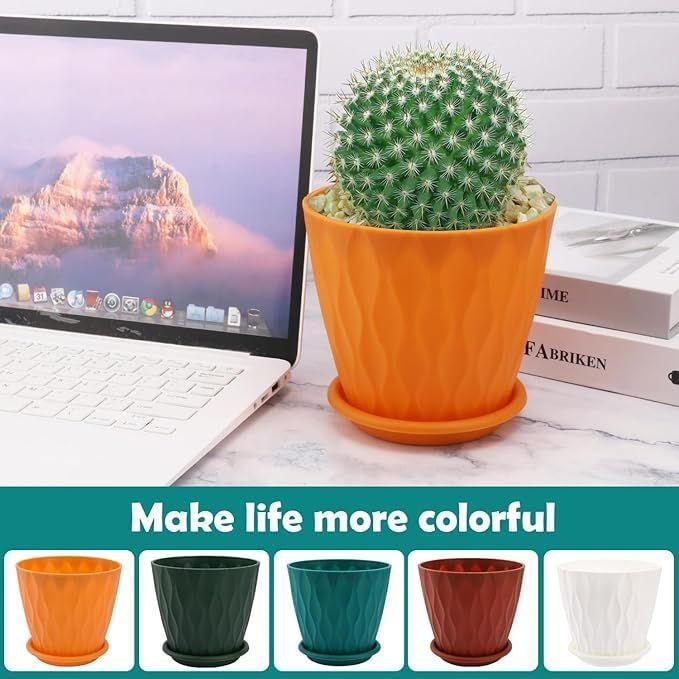 6.3 Inch Flower Pots for Home Decoration, Indoor Plant Pots, Gardening Pots for Plants, Plastic Flower Pots for Garden Plants (5 Colors)
