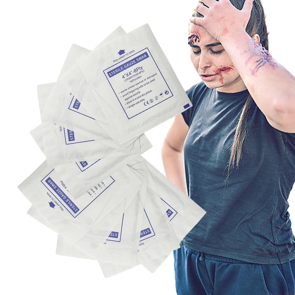 Almofadas de Gaze Estéril Almofada Macia para Feridas 10 unidades Super Absorvente Gaze de Malha Fina Adesivo de Gaze Portátil Adesivo de Malha Fina Curativo para Feridas Estéril