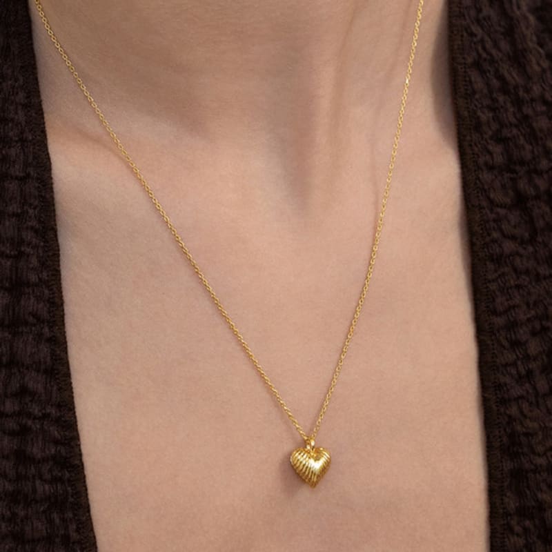 Tatiana (925 Silver) Heart Shell Locket Pendant Long Necklace NZ2505