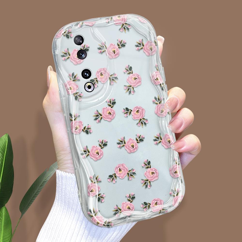 Roztomilý kreslený vzor krémová textura pouzdro vlnitý okraj měkký silikonový kryt pouzdro na telefon pro Huawei Honor Infinix Tecno iPhone