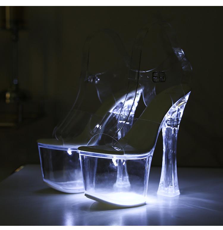 Nové Tlusté Vysoké Podpatky Boty do Nočního Klubu Svítící Boty Dámské Boty Módní Molo Pole Dance Boty Křišťálová Podrážka Sandály LFD-10367-Q1