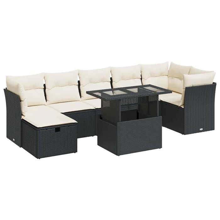 VidaXL Salon de jardin 8 pcs avec coussins noir résine tressée 3327786