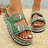 Fashion 2025 Summer Fashion Rhinestone Design Casual Thick Soled Slippers for Women Open Toes Comfortable Versatile Beach Chunky Sandals