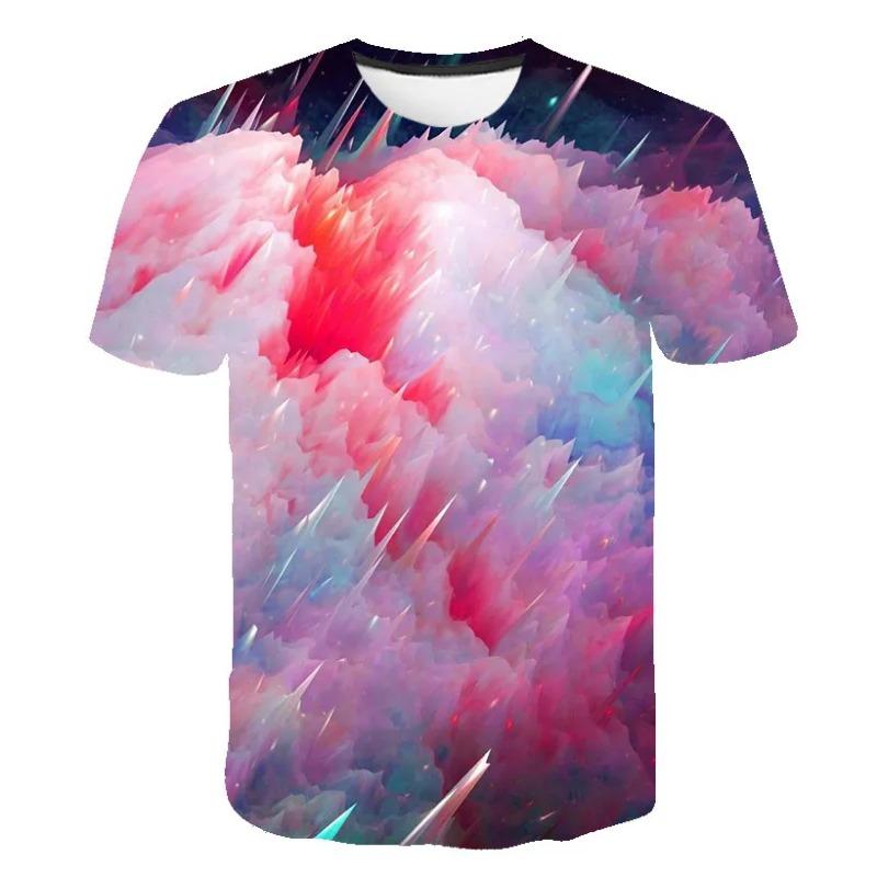Summer Cosmic Galaxy Men's Space 3d Printing T-shirt Short-sleeved Printed Harajuku Casual Tops O-neck