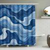 Blue White Wave Pattern Shower Curtain For Bathroom Decoration Modern Waterproof Fabric Shower Curtains Bath Rug Liner