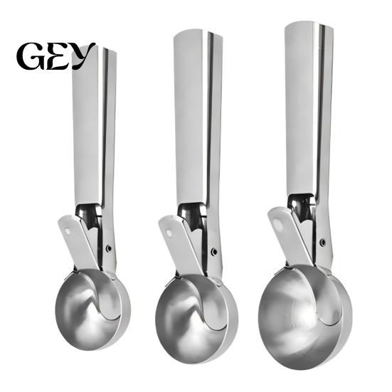 Scoop Tool Ice Cream Fruit Scoop, Stainless Steel Scooper with Trigger Non-Slip Handle, Heavy Duty Metal for Balls Rebound