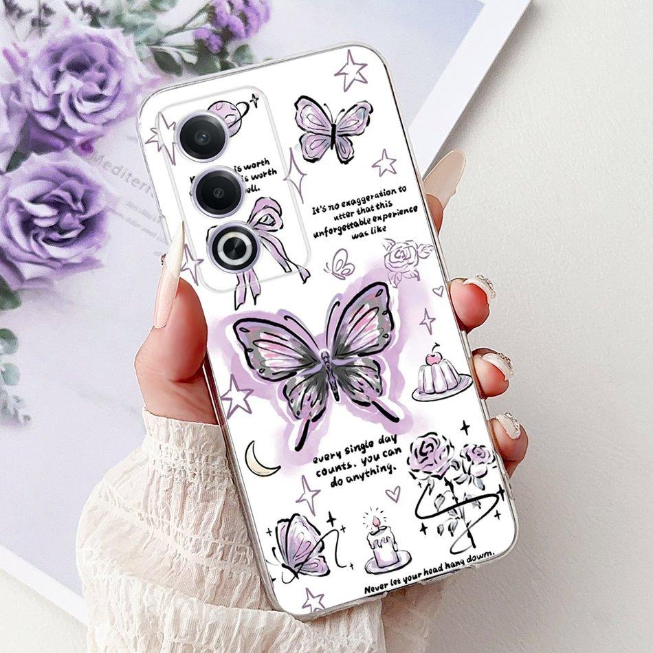 For OPPO A3 Pro A80 CPH2639 Elegant Floral Cat Printed Phone Case For Oppo  A80 A3 Pro 5G Global Soft Silicone TPU Cases