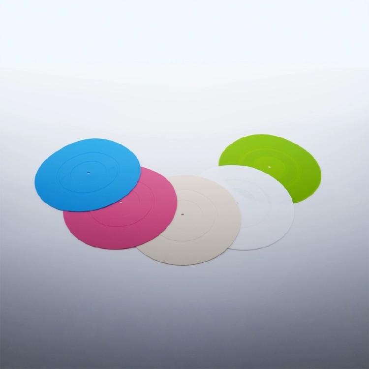 Silicone Slipmat Pad 12 In for Record Player Use with Center Hole Round Profile and Home Record Care Support Daily