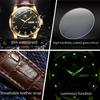 OLEVS 6896 Original Quartz Watch for Man Fashion Simple Leather Strap Calendar Waterproof Luminous Business Men's Watch
