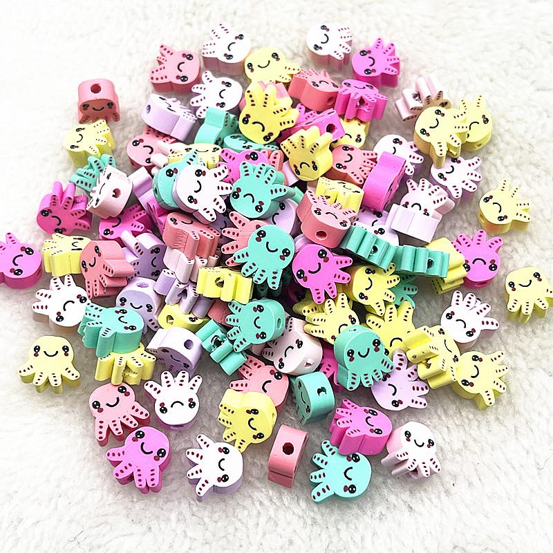 30pcs 10mm Heart Shape Fruit Beads Polymer Clay Beads Spacer Loose Beads for Jewelry Making DIY Bracelet Earring