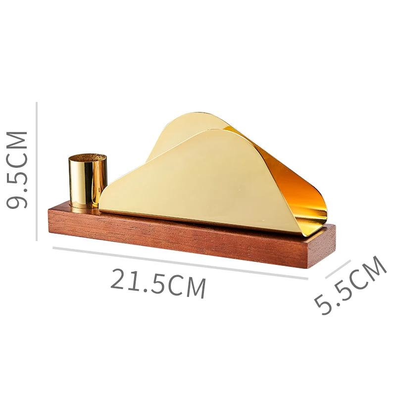 Stainless Steel Tissue Holder Toothpick Tube Gold-plated Napkin Storage Walnut Metal Napkin Rack Tableware Display Rack Gift