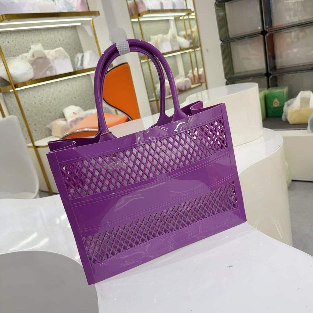 Cesto della Spesa Estivo Borsa Portatile in Gelatina Cesta di Grande Capacità Cesta portaoggetti Borsa da Spiaggia Grande Vuota