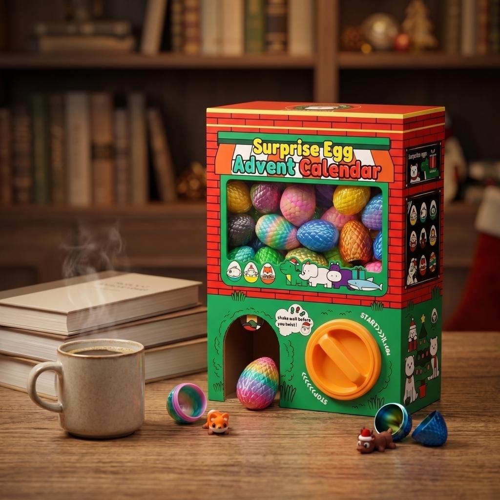 Überraschungsei Adventskalender mit mehreren Kleintierfiguren und Kapseln Enthält interaktiven Ausgabegerät für tägliche Überraschungen