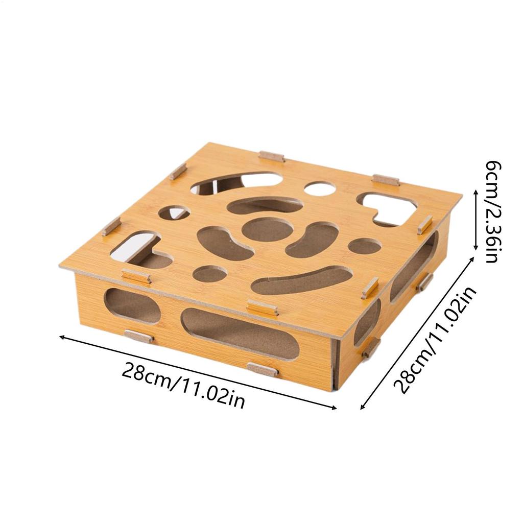 Cat Nail File Enrichment Box Interactive Wooden Scratcher With Balls Cat Toy Box For Indoor Kittens For Boredom Training Living