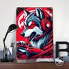 Wolf Gamer Headset Tin Plaque Poster Customized Wall Art Retro Vintage Metal Signs for Man Cave Home Decor Living Room Wand Deko