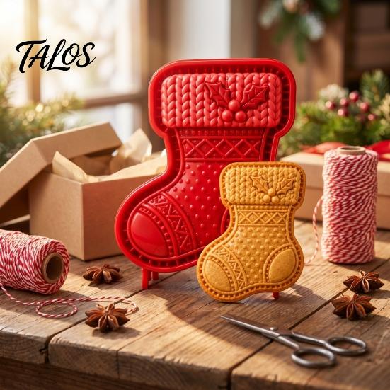 Easy Release Cookie Molds Christmas Cutter, Push Type Integrated Baking Mold, Plastic Santa Claus Press Clay Decorating Tool for Holiday Kitchen
