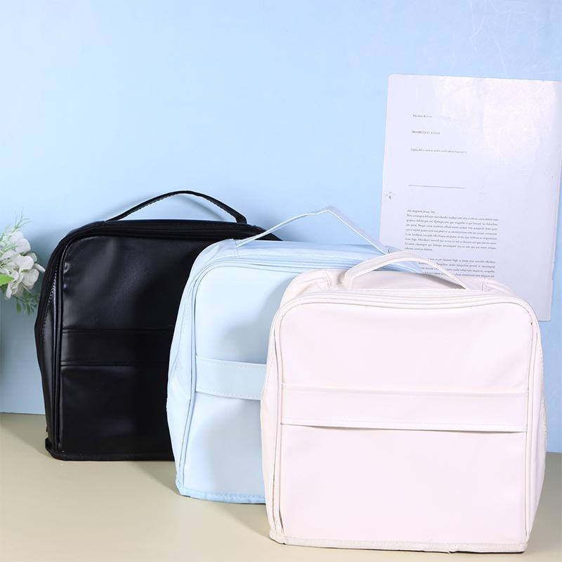 Tragbare Stehende Kosmetiktasche Große Kapazität Reisehandtasche Damen-Organizer Einfache Stifttasche Business-Stil Pu-Material