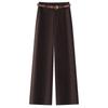Premium Coffee Wool Wide-Leg Women's Pants - New 2025 Autumn/Winter High-Waisted Slimming Loose Fit, Plus Velvet Thick Straight-Leg.