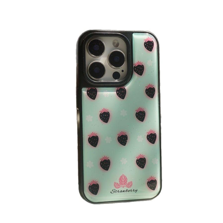 Ins Korean Black Strawberry for Apple 16/17 Mobile Phone Case iPhone15 Water Condensation 13 Niche 12 Personality 14