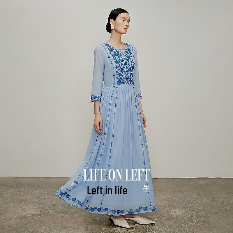 Life on the Left Embroidered Cotton A-Line Dress XL