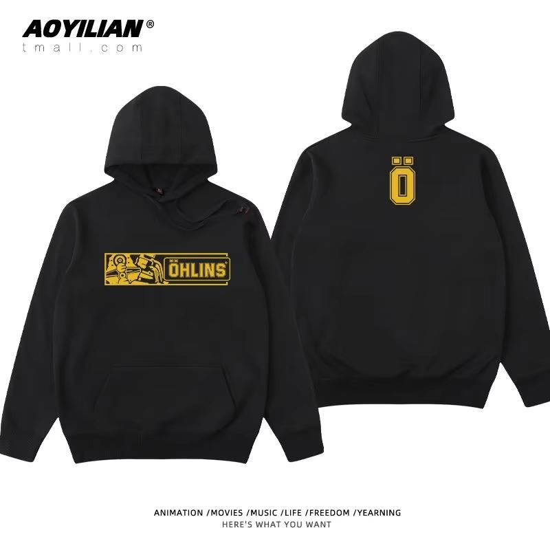 Autumn Winter Men Suspension Car Motorcycle Sport Racing Ohlins Shock Hoodies Long Sleeves Thermal Sweatshirt Ladies Unisex