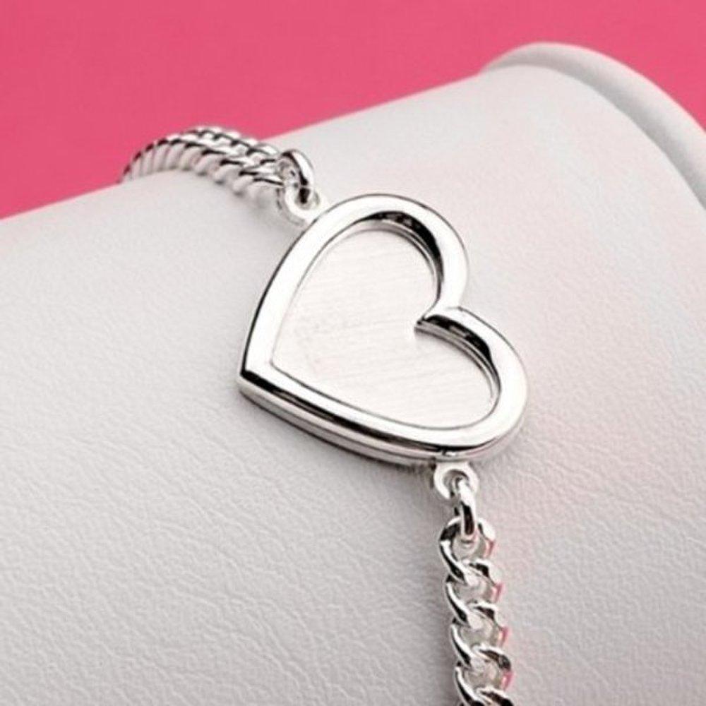 [As Little] Children's Silver Bracelet Kids Silver 925 Heart Ring Gift Chain