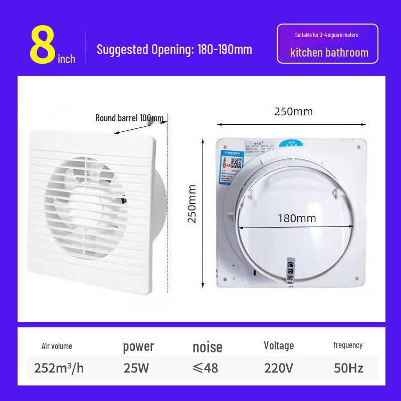 Ouye Wall-Mounted Kitchen & Bathroom Exhaust Fan for Toilet Window Ventilation
