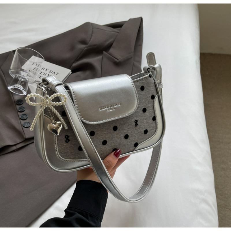 Премиальное чувство маленькая сумка женская новая высокоценный дизайн одно плечо багет подмышечная сумка в горошек сумка-мессенджер серебряный