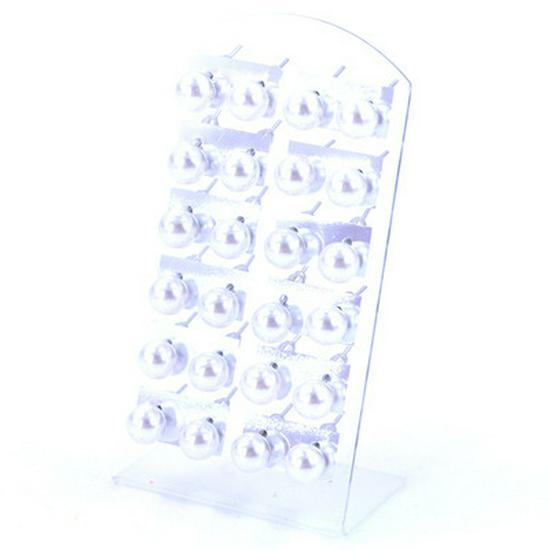 Милые серьги-гвоздики с искусственным жемчугом из смолы 8 мм - 12 пар