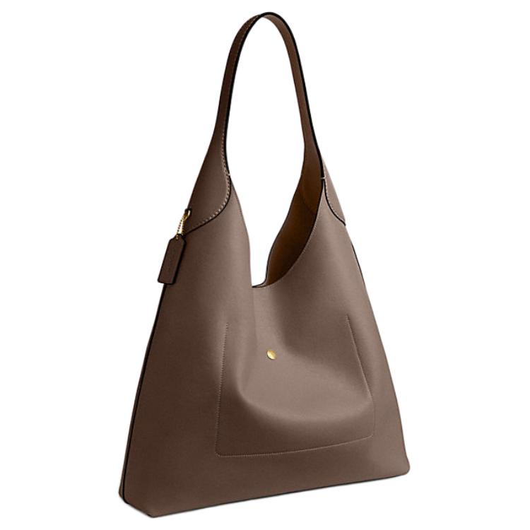 Coach Brooklyn 28 Logo Magnetic Closure Natural Grain Leather Tote Shoulder Bag Large Women Bags Dark-Gray CU068-B4CBD