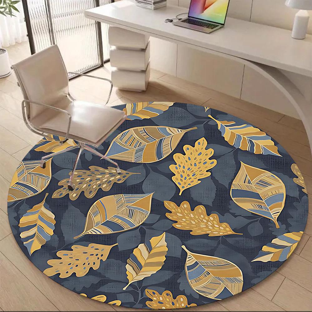 1pc Autumn Leaves Office Round Area Rug, Indoor Mat Suitable ForOffice, Under Office Chairs Bedroom Living Room Home Decor, Room Decot076